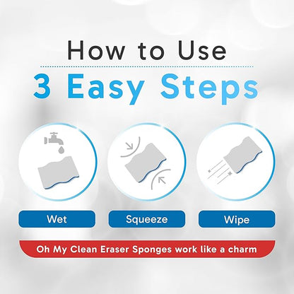 (25 Pack) Extra Durable Eraser Sponge - Extra Thick, Long Lasting, Premium Melamine Sponges in Bulk - Multi-Purpose Power Scrubber - Bathroom, Kitchen, Floor, Bathtub, Toilet, Baseboard, Wall Cleaner