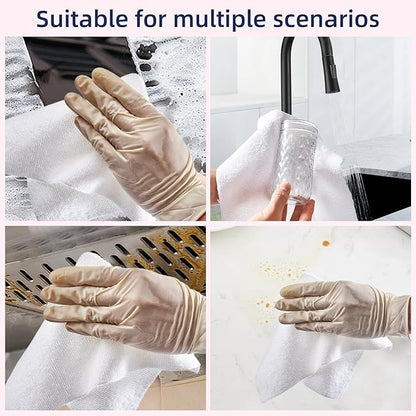 & PLUSH Microfiber Cleaning Cloth Roll - 100 Pack, Tear Away Microfiber Towels, 12" x 12", Reusable, Washable, Streak Free, Ultra Absorbent Dish Rags for Car, Home, Garage or Shop (White)