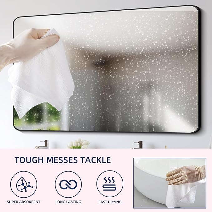 & PLUSH Microfiber Cleaning Cloth Roll - 100 Pack, Tear Away Microfiber Towels, 12" x 12", Reusable, Washable, Streak Free, Ultra Absorbent Dish Rags for Car, Home, Garage or Shop (White)