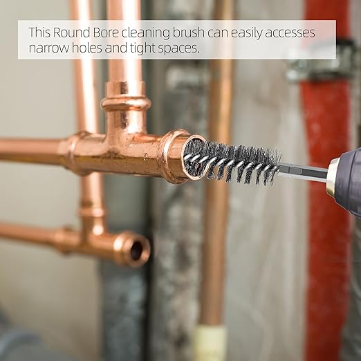 18Pcs Wire Brush Drill Attachments, Nylon, Brass, Stainless Steel Wire Brush Bore Cleaning Brush Set for Power Drill Impact Driver,Abrasive Drill Wire Brush with 1/4" Hex Shank and Tool Bag