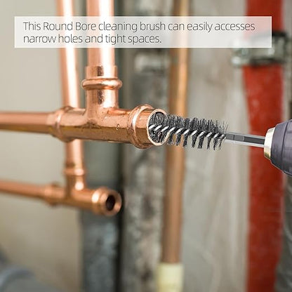 18Pcs Wire Brush Drill Attachments, Nylon, Brass, Stainless Steel Wire Brush Bore Cleaning Brush Set for Power Drill Impact Driver,Abrasive Drill Wire Brush with 1/4" Hex Shank and Tool Bag