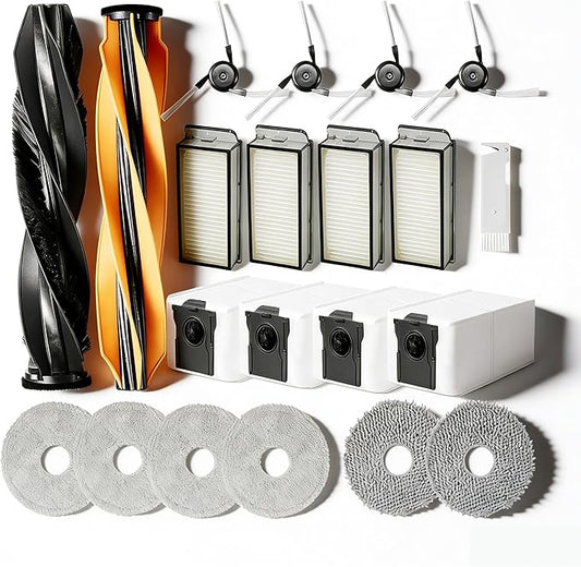 Dreame X50 Ultra Replacement Parts Accessories for Dreame X50 Ultra Complete L50 Ultra X50 Master L40s Pro Ultra MOVA V50 Mop Pads X6 Dust Bags X4; HEPA Filter X4; Main Brushes X2; Side Brushes X4