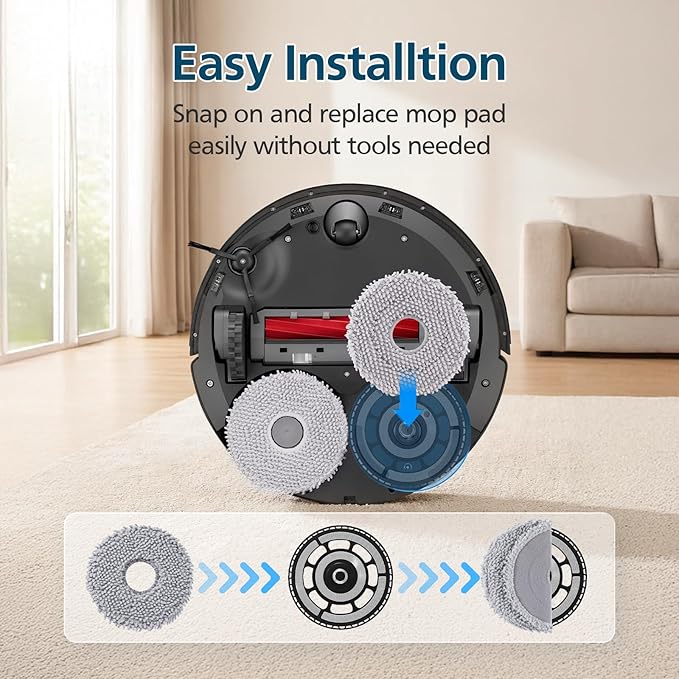 10 Pack Mop Pads for Roborock Qrevo S5V, QV 35A 35S, Saros 10R, Curvx, Curv S5X, Edge S5A, Master, Slim, Q Revo S/Pro/Plus/MaxV Robot Vacuum Cleaner, Mop Pad Replacement Accessories