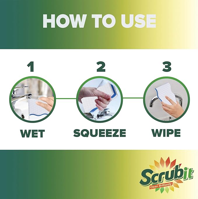 (25 Pack) Extra Durable Eraser Sponge by SCRUBIT - Kitchen, Bathroom, Floor & Wall Cleaner -Melamine Magic Cleaning Sponges - Extra Thick Erasers, Best Cleaning Supplies for The Toughest Stains & Dirt