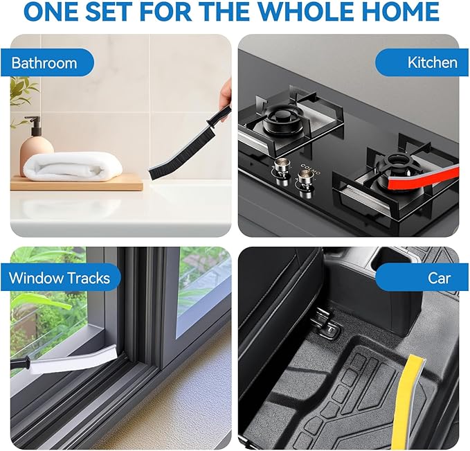 Crevice Cleaning Brush Set, 10-Pack Detail Brushes for Tight Spaces, Window Tracks, Gaps, Bathroom & Toilet, Strong Bristle Narrow Crevice Scrub Brushes for Home Cleaning