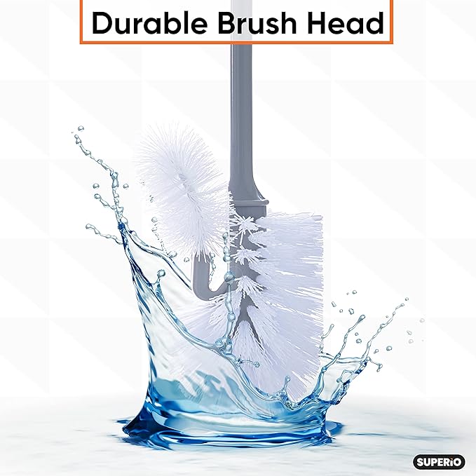 Superio Toilet Brush and Holder (1 Pack) Toilet Scrubber Bowl Cleaner Brushes Wand, Toilets Brush with Holder Caddy, Bathroom Cleaning Brush, Bowl Brush Set