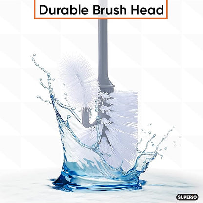 Superio Toilet Brush and Holder (1 Pack) Toilet Scrubber Bowl Cleaner Brushes Wand, Toilets Brush with Holder Caddy, Bathroom Cleaning Brush, Bowl Brush Set