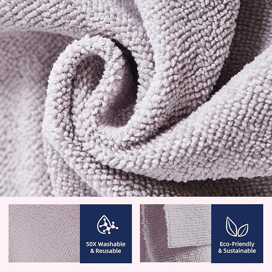 & PLUSH Microfiber Cleaning Cloth Roll - 100 Pack, Tear Away Microfiber Towels, 12" x 12", Reusable, Washable, Streak Free, Ultra Absorbent Dish Rags for Car, Home, Garage or Shop (Grey)