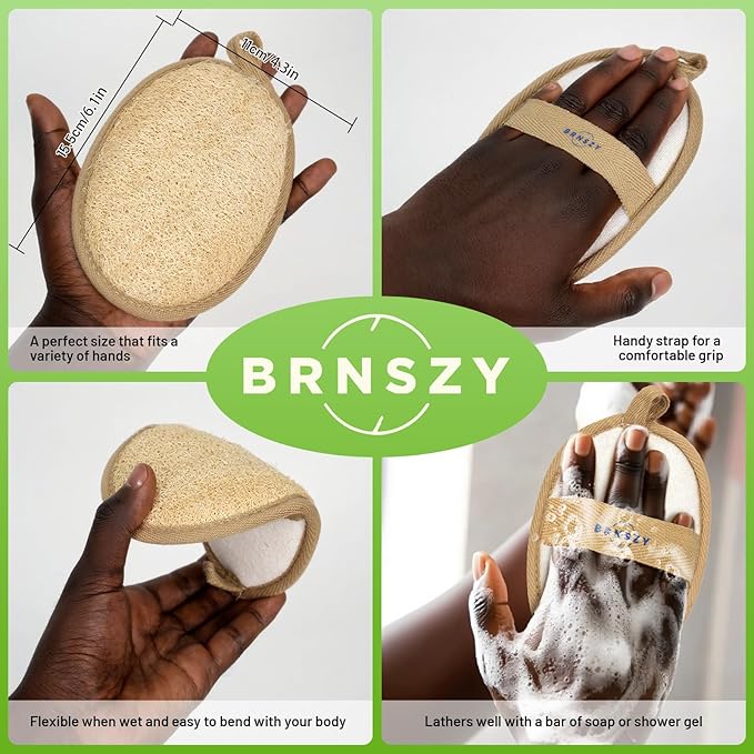 Natural Loofah Bath Sponge, Beige, Premium Plant Fiber, Large Size, Biodegradable, for Shower, Body Washing，for Body Exfoliation，1 Pack