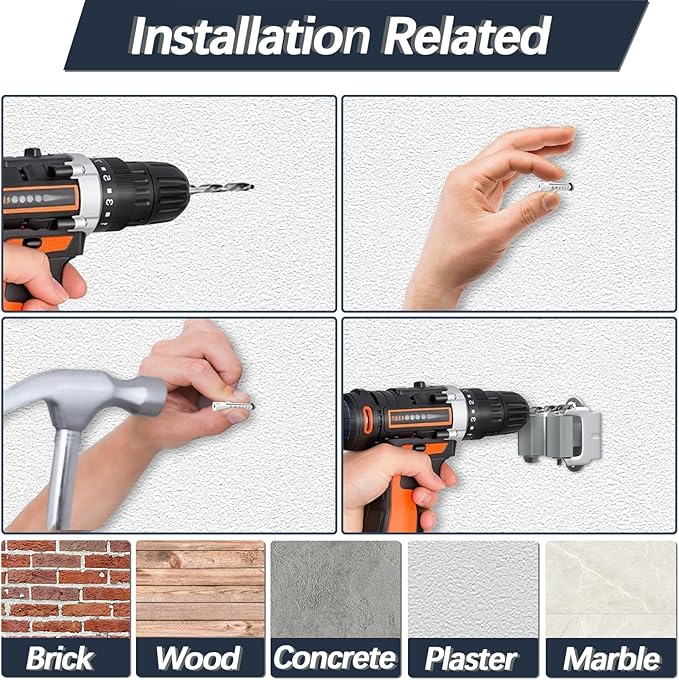 3-H Mop and Broom Holder Wall Mount 6 Pack, Broom Holder for Garage Garden Shed Storage System Laundry Room Home Kitchen Organization up to 1.45 Inch(Grey)