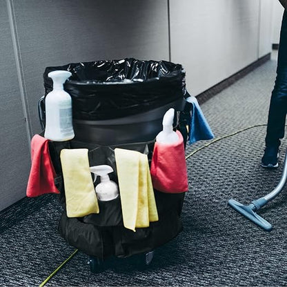 MOLIGOU Trash Can Caddy Bag, 12 Pockets Garbage Can Caddy Organizer Bag for Cleaning Tools and Supplies, Fits 20-44 Gallon Can (Black)