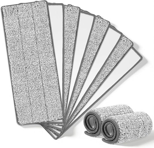 10 Pcs Reusable Mop Pad, 12.6 x 4.7 Inch Gray Mops Replacement Pads Washable Floor Cleaning Mops Pad Compatible with Most Flat Mop for Home, Office, School Cleaning