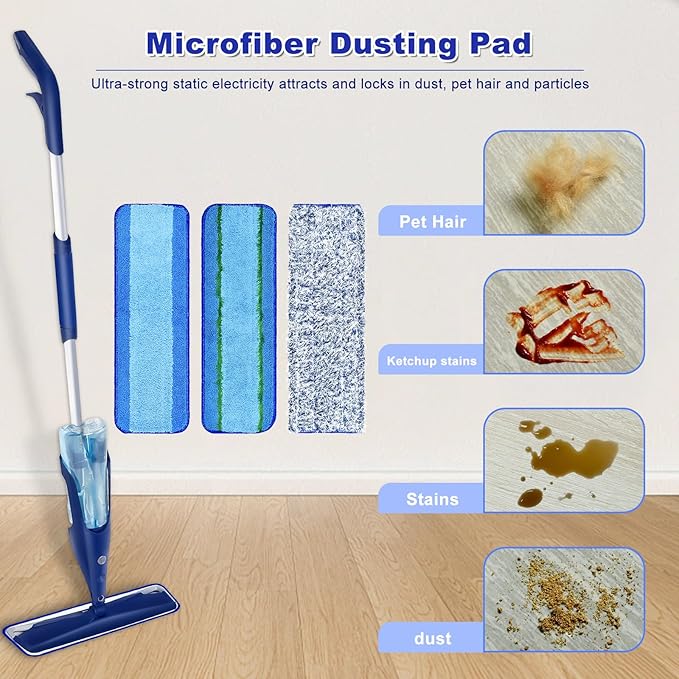 6 Pack Microfiber Cleaning Replacement Pad for Bona Mop,Washable Reusable Microfiber Cleaning Mop Pad for Hardwood Floor,Wet Dry Use,2 Deep Cleaning Pad+2 Microfiber Cleaning Pad+2 Dusting Mop Pad
