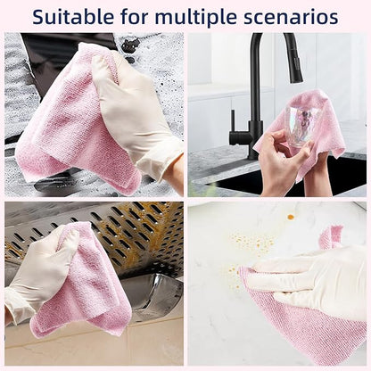 & PLUSH Microfiber Cleaning Cloth Roll - 50 Pack, Tear Away Microfiber Towels, 12" x 12", Reusable, Washable, Streak Free, Ultra Absorbent Dish Rags for Car, Home, Garage or Shop (Pink)