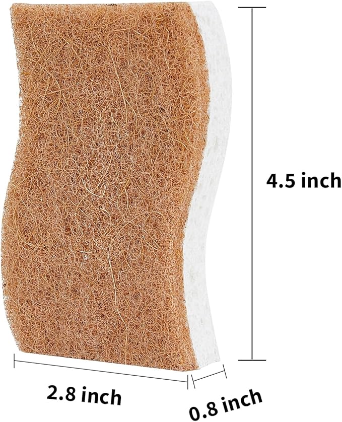 Natural Kitchen Sponges, 12 Pack Non-Scratch Scrubber, Biodegradable Compostable Sisal Cellulose Dish Scrub Sponges, Household Cleaning Sponges for Dishes
