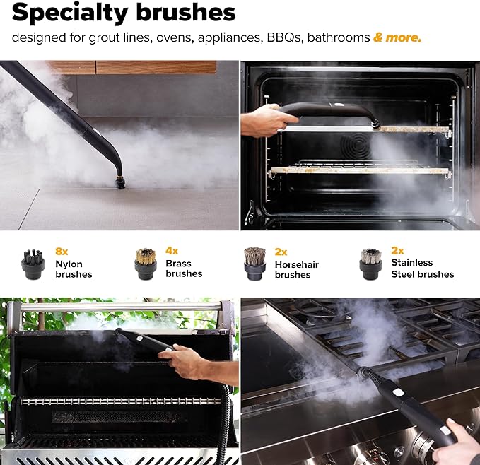 Dupray Steam Cleaning Pack Pro, 24-Piece Accessory Kit for Dupray Steam Cleaners, Microfiber Cloths & Bonnets, Nylon Brass Horsehair Stainless Brushes, Felt Storage Bag