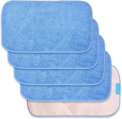 KEEPOW Microfiber Mop Refills Compatible with MR.SIGA Professional Microfiber Mop, 5 Pack Reusable Flat Mop Refills for Hardwood, Laminate, Tile Floor Cleaning, Size: 44cm X 24cm