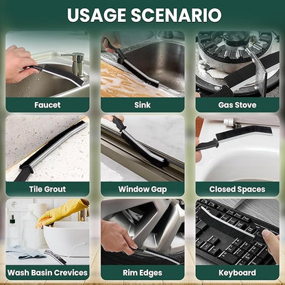 Crevice Cleaning Brush Set – 3Pcs Hard Bristle Cleaning Tools for Grout, Tile Floors, Gaps & Narrow Spaces – Small Grout Scrub Brush for Cleaning Bathroom, Shower, Window Tracks, Kitchen