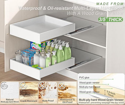 MyLifeUNIT Wooden Pull Out Drawers for Cabinets, 18"W Fully Assembled Pull-Out Cabinet Organizer Shelves, Soft Close Slide Out Drawer for Kitchen Cabinet