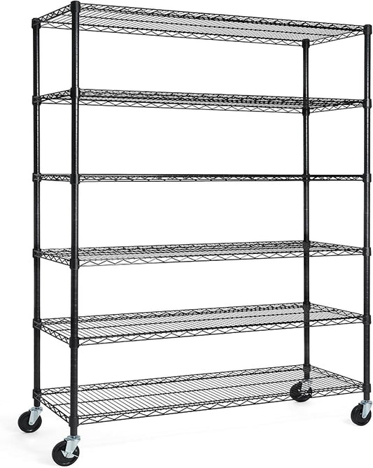 CAPHAUS NSF Commercial Grade Heavy Duty Wire Shelving w/Wheels, Leveling Feet & Liners, Storage Metal Shelf, Garage Shelving Storage, Utility Wire Rack Storage Shelves, 48 x 18 x 76 6-Tier No Liner
