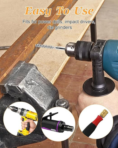 24 pcs Bore Brush for Drill, Stainless Steel Wire Cleaning Brush Set, Abrasive Wire Bore Brushes Set with 1/4 Inch Hex Shank for Rust, Cleaning Tubes (8/10/12/15/17/19MM)