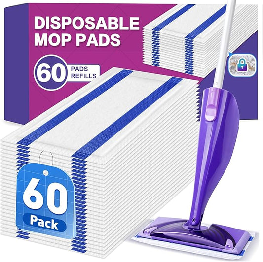 Mop Pads Refills Compatible with Swiffer WetJet Mop, Disposable Mop Pads for Hardwood Floors, Tile, Laminate & Multi-Surface Cleaning, 60 Pack
