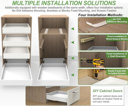 MyLifeUNIT Wooden Pull Out Drawers for Cabinets, 18"W Fully Assembled Pull-Out Cabinet Organizer Shelves, Soft Close Slide Out Drawer for Kitchen Cabinet
