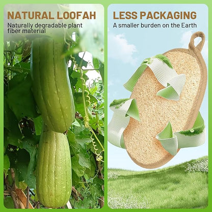 Natural Loofah Bath Sponge, Beige, Premium Plant Fiber, Large Size, Biodegradable, for Shower, Body Washing，for Body Exfoliation，1 Pack
