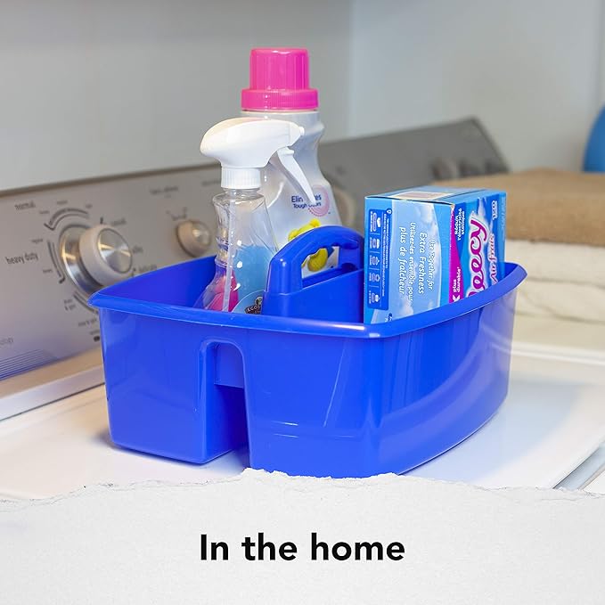 Storex 2-Compartment Large Caddy – Multipurpose Classroom Organizer with Handle, Blue, 6-Pack (00953U06C)