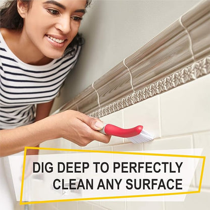 Scrub Brush Set of 3pcs - Cleaning Shower Scrubber with Ergonomic Handle and Durable Bristles - Grout Cleaner Brush - Scrub Brushes for Cleaning Bathroom, Shower, Tile, Kitchen, Floor, Bathtub, Floor