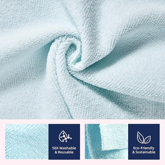 & PLUSH Microfiber Cleaning Cloth Roll - 100 Pack, Tear Away Microfiber Towels, 12" x 12", Reusable, Washable, Streak Free, Ultra Absorbent Dish Rags for Car, Home, Garage or Shop (Blue)