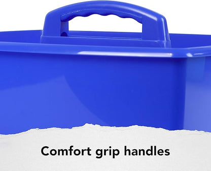 Storex 2-Compartment Large Caddy – Multipurpose Classroom Organizer with Handle, Blue, 6-Pack (00953U06C)