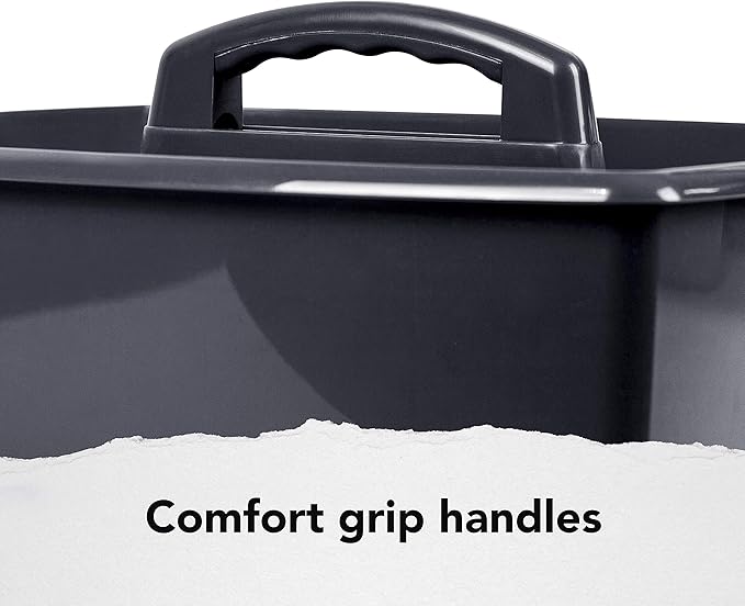 Storex 2-Compartment Large Cleaning Caddy – Multipurpose Supply Organizer with Handle - Black (00973A06C),(Pack of 6)