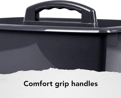 Storex 2-Compartment Large Cleaning Caddy – Multipurpose Supply Organizer with Handle - Black (00973A06C),(Pack of 6)