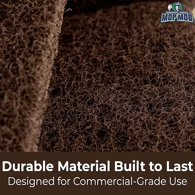 Heavy Duty XL Brown Scouring Pad 5 Pack. 10 x 4.5in Large Multipurpose Nylon Scrubbing Sponges. Clean Bathrooms, Kitchens, Counters and Floors to Erase Grime and Make Surfaces Sparkle
