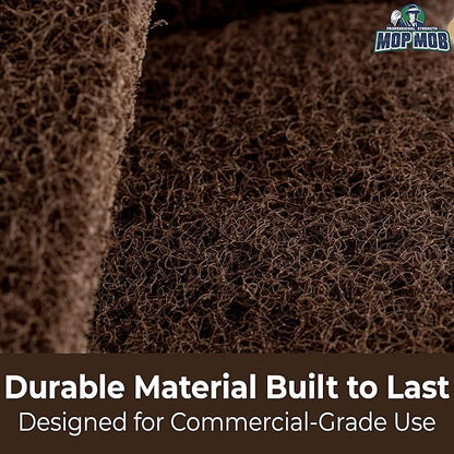 Heavy Duty XL Brown Scouring Pad 5 Pack. 10 x 4.5in Large Multipurpose Nylon Scrubbing Sponges. Clean Bathrooms, Kitchens, Counters and Floors to Erase Grime and Make Surfaces Sparkle