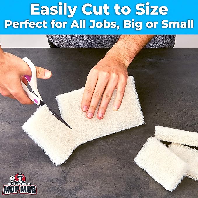 Non-Scratch, Super Long-Lasting Scrubbing Pad 5 pk, 10x4.5in. Best Reusable Multipurpose Scouring Sponge for Home Surfaces. Perfect Pro Grade Multi-Surface Scrubber Pads for Light-Duty Indoor Cleaning