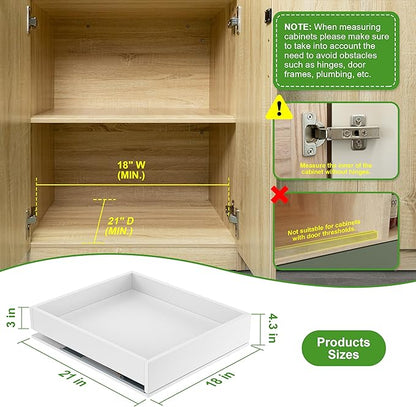 MyLifeUNIT Wooden Pull Out Drawers for Cabinets, 18"W Fully Assembled Pull-Out Cabinet Organizer Shelves, Soft Close Slide Out Drawer for Kitchen Cabinet