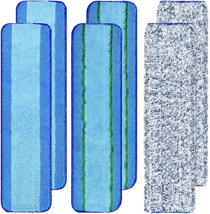 6 Pack Microfiber Cleaning Replacement Pad for Bona Mop,Washable Reusable Microfiber Cleaning Mop Pad for Hardwood Floor,Wet Dry Use,2 Deep Cleaning Pad+2 Microfiber Cleaning Pad+2 Dusting Mop Pad