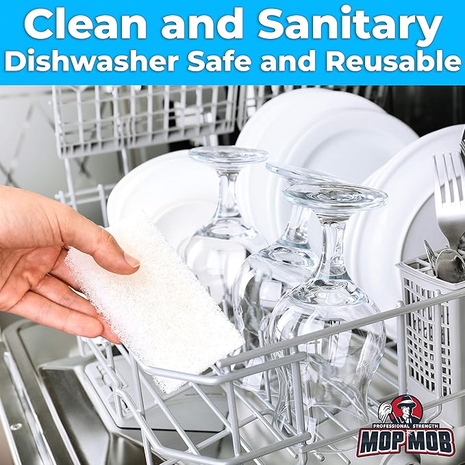 Non-Scratch, Super Long-Lasting Scrubbing Pad 5 pk, 10x4.5in. Best Reusable Multipurpose Scouring Sponge for Home Surfaces. Perfect Pro Grade Multi-Surface Scrubber Pads for Light-Duty Indoor Cleaning