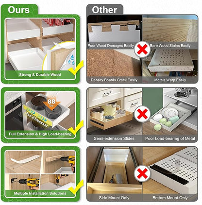 MyLifeUNIT Wooden Pull Out Drawers for Cabinets, 18"W Fully Assembled Pull-Out Cabinet Organizer Shelves, Soft Close Slide Out Drawer for Kitchen Cabinet