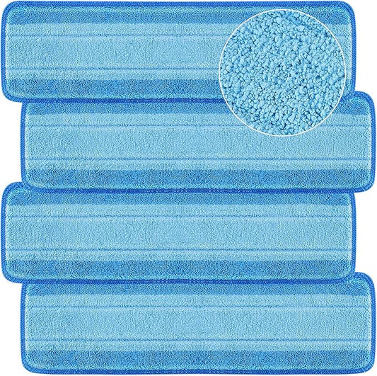 4 PCS Replacement Mop Pads, Microfiber Cleaning Mop Compatible with Bona Mop, Washable & Reusable Mop Refill Pads for Hardwood Floor,18 Inch, Blue