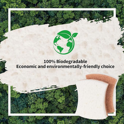 HOMERHYME Natural Dish Sponge 24 Pack, Non-Scratch Scrub Sponge, Eco Multipurpose Kitchen Sisal Fiber Cellulose Sponge, Odor-Less Dual-Sided for Dish Washing & Household Cleaning